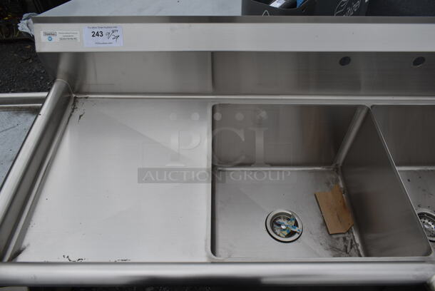 BRAND NEW SCRATCH AND DENT! Steelton 522S31818LRC Stainless Steel Commercial L Shaped 3 Bay Sink w/ Dual Drain Boards. - Image 2 of 6