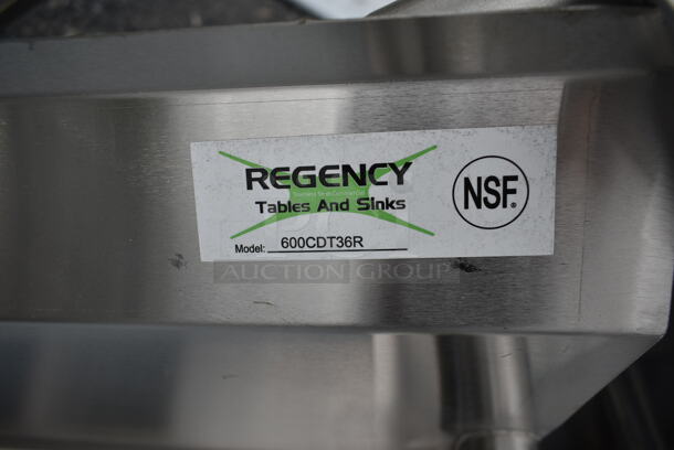 BRAND NEW SCRATCH AND DENT! Regency 600CDT36R Stainless Steel Commercial Right Side Clean Side Dishwasher Table. - Image 4 of 4