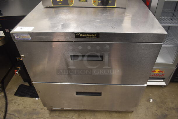 Delfield Commercial Stainless Steel Undercounter Cooler With 2 Drawers. Tested and Powers On But Does Not Get Cold
