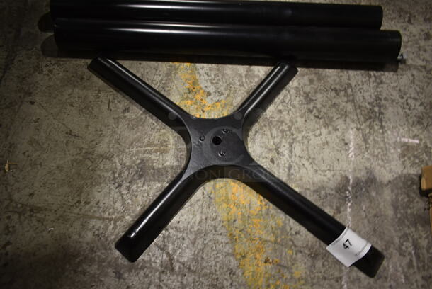 ALL ONE MONEY! Lot of Black X Table Leg Base and 2 Table Base Columns. - Image 2 of 3