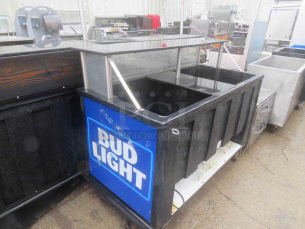 One Bud Light  IRP Portable Drink Station With Over Shelf On Casters. 61.5X30X48 - Image 2 of 5