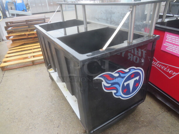 One Bud Light  IRP Portable Drink Station With Over Shelf On Casters. 61.5X30X48 - Image 5 of 5