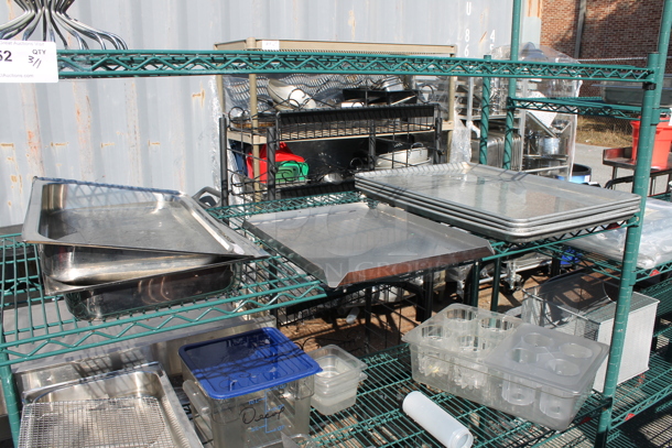 Metro Green Metal 4 Tier Wire Shelving Unit w/ Contents Including Poly Bins. BUYER MUST DISMANTLE. PCI CANNOT DISMANTLE FOR SHIPPING. PLEASE CONSIDER FREIGHT CHARGES. - Image 4 of 5