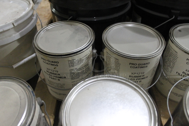 ALL ONE MONEY! PALLET LOT of Buckets; 5 Black Poly and 10 Metal; Rubber Filled Primer, Blue Primer. BUYER MUST REMOVE. - Image 5 of 10