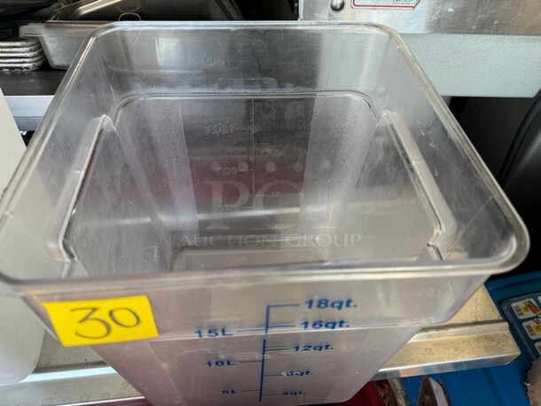Cambro Square Food Storage Containers - 18 Quart, Clear - Image 3 of 3