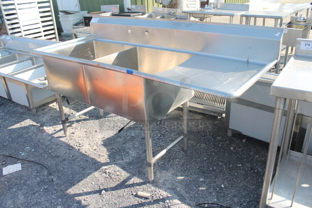Stainless Steel Commercial 2 Bay Sink w/ Right Side Drain Board. Bays 24x24. Drain Board 22.5x25.5 - Image 2 of 7