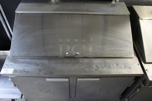 2013 Leader ESLM48S/C Stainless Steel Commercial Sandwich Salad Prep Table Bain Marie Mega Top. Tested and Powers On But Does Not Get Cold - Image 1 of 5