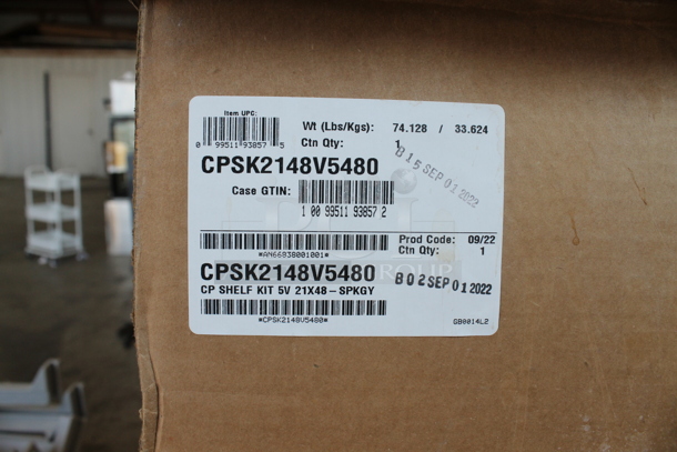 3 BRAND NEW IN BOX Cambro CPSK2148V5480 Camshelving® Premium 21" x 48" Shelf Kit with 5 Vented Shelves. 3 Times Your Bid! - Image 4 of 4