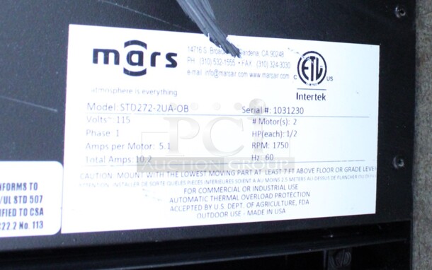 Mars Model STD272-2UA-OB Metal Commercial Air Curtain. 115 Volts, 1 Phase. 72x10.5x13 - Image 5 of 7