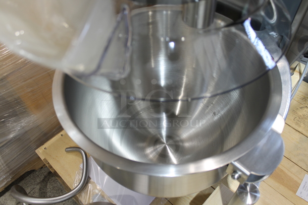 BRAND NEW! 2022 Varimixer V20KT Metal Commercial Countertop 20 Quart Planetary Dough Mixer / Stainless Steel Mixing Bowl, Bowl Guard, Paddle, Whisk and Dough Hook Attachments. 120 Volts, 1 Phase. Tested and Working! - Image 8 of 9