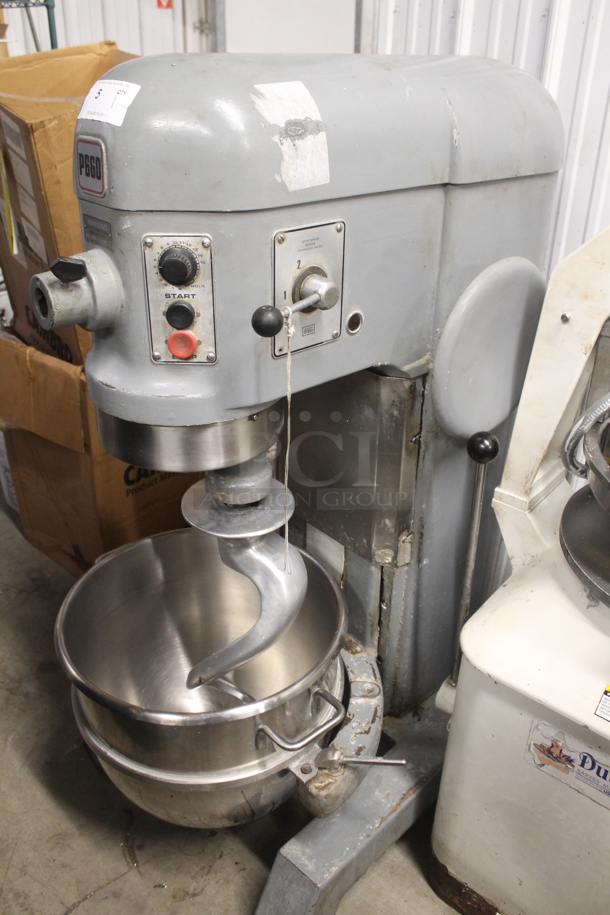 Hobart P 660 Metal Commercial Floor Style 60 Quart Planetary Dough Mixer w/ Stainless Steel Mixing Bowl and Dough Hook. 208-240 Volts, 3 Phase. - Image 1 of 8