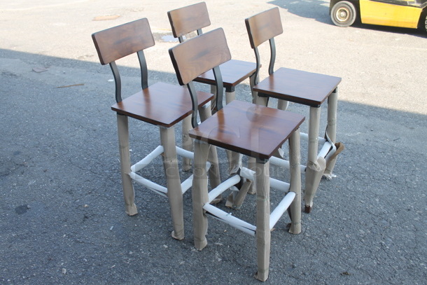 4 BRAND NEW SCRATCH AND DENT! Lancaster Table & Seating 164BINDWALFR Rustic Industrial Bar Height Chair with Antique Walnut Finish. 4 Times Your Bid! - Image 2 of 6