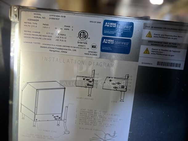 Neo Manitowoc Undercounter Ice Machine, Like New, Working When Removed, Model UYF0140A-161B - Image 3 of 3