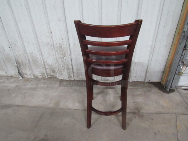 Wooden Bar Height Chair  With Cushioned Seat, And Foot Rest. 2XBID. NICE!!!! - Image 3 of 3