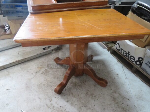 One Solid Oak Rectangular Table With A Solid Oak Base. 40X28X30 - Image 1 of 1
