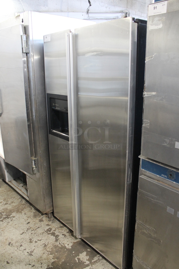 General Electric GE Stainless Steel Cooler Freezer Combo w/ Water and Ice Dispenser. Tested and Powers On But Does Not Get Cold - Image 1 of 6