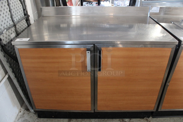 Duke Model RUF-48M Stainless Steel Commercial 2 Door Work Top Cooler w/ Poly Coated Racks and Wood Pattern Doors. 120 Volts, 1 Phase. 48x30x40. Tested and Working!