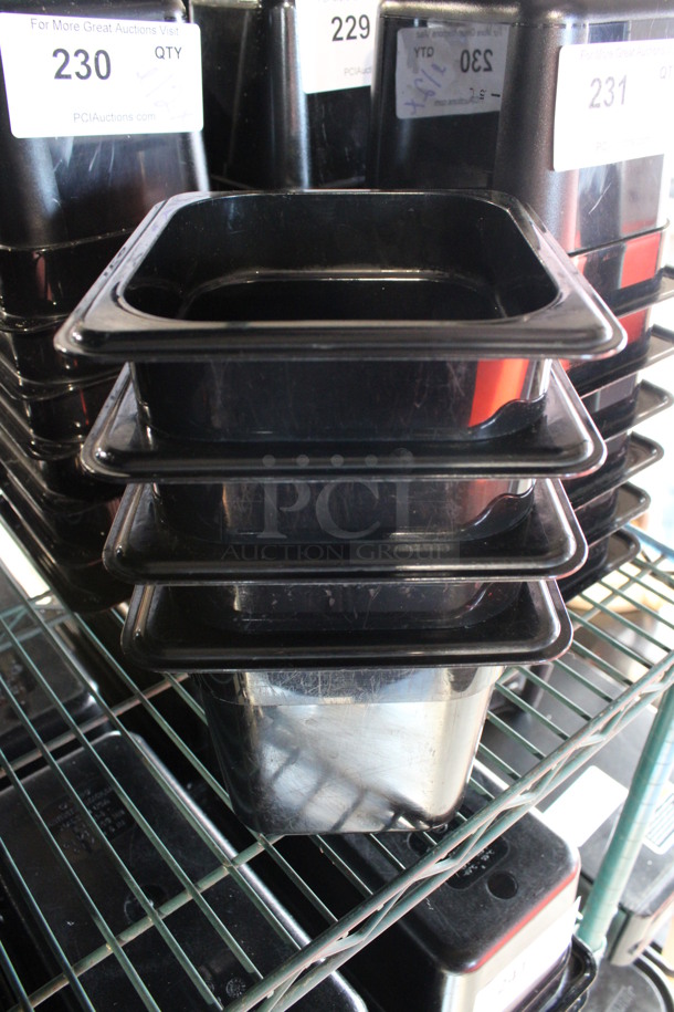 ALL ONE MONEY! Lot of 12 Cambro Black Poly 1/6 Size Drop In Bins! 1/6x6 - Image 2 of 5