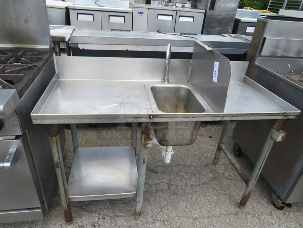 One SS 1 Compartment Sink With Faucet, R/L Drain Board, And Small Under Shelf. 51X22X42 - Image 2 of 2