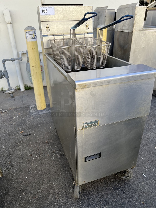 Commercial Natural Gas Pitco Fryer 35 LB Tested and Working! - Image 3 of 5