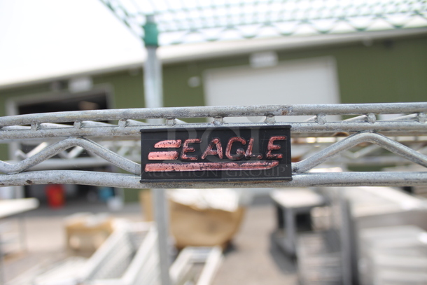 Eagle Open Utility Shelf With Metro Style Shelving On Galvanized Legs With One Green Shelf And 3 Steel Shelves. BUYER MUST DISMANTLE. PCI CANNOT DISMANTLE FOR SHIPPING. PLEASE CONSIDER FREIGHT CHARGES.  - Image 6 of 6