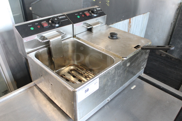 Galaxy 177EF20E Stainless Steel Commercial Countertop Electric Powered Deep Fat Fryer w/ 1 Metal Lid and 1 Metal Fry Basket. 110 Volts, 1 Phase. - Image 2 of 8