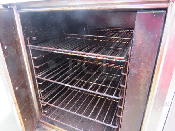 One Market Forge 1/2 Size Convection Oven With 5 Racks, On A Stainless Steel Table With SS Under Shelf. Model# 4200. 230 Volt. 1 Phase. Unable To Test.  30X29X52.5 - Image 2 of 2