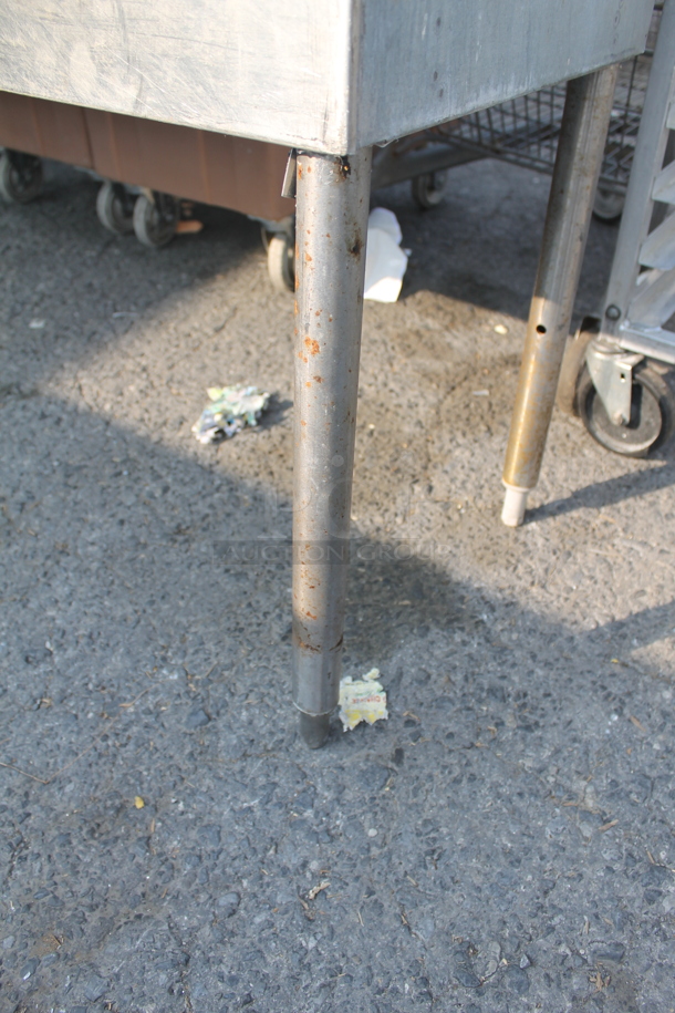 Commercial Stainless Steel 4 Bay Sink With Left And Right Drain Boards And Faucet On Galvanized Legs. - Image 7 of 9