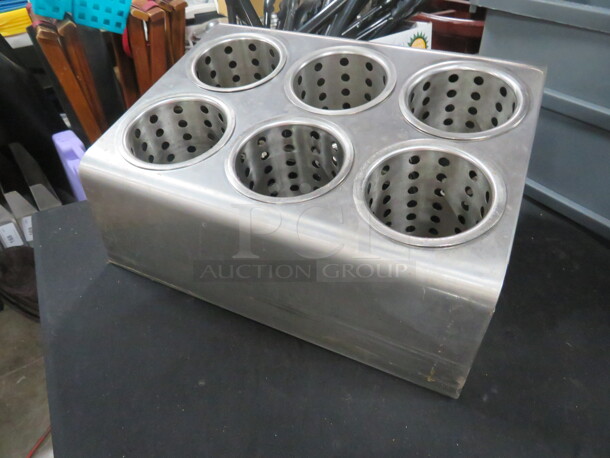One Stainless Steel 6 Hole Flatware Organizer. 15X12X8 - Image 1 of 3