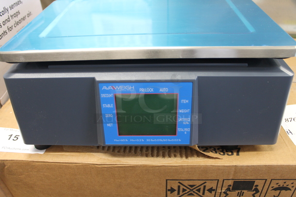 BRAND NEW SCRATCH AND DENT! AvaWeigh 334PCSP60 Thermal Label Printing / Price Computing Scale. 110-240 Volts, 1 Phase. Unit Has Only Been Used a Few Times! Tested and Working! - Image 8 of 10