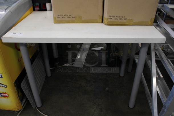 Table on Gray Metal Legs. 39.5x24x29
