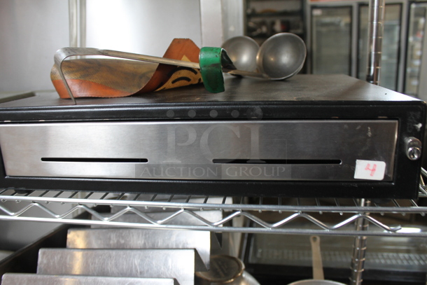 ALL ONE MONEY! Tier Lot of Various Items Including Metal Cash Drawer, Poly Silverware Bin and Ladles - Image 4 of 5