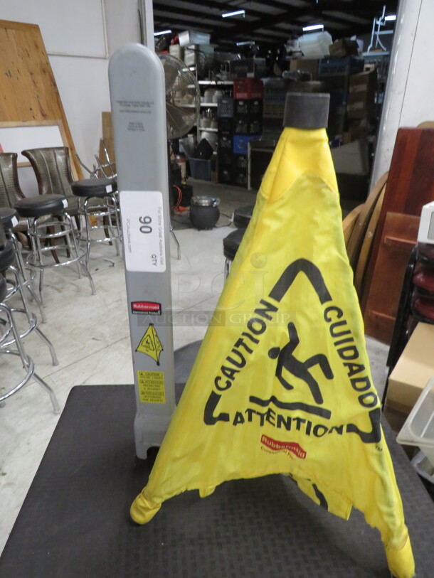 One Rubbermaid Pop Up Caution Triangle. - Image 1 of 1