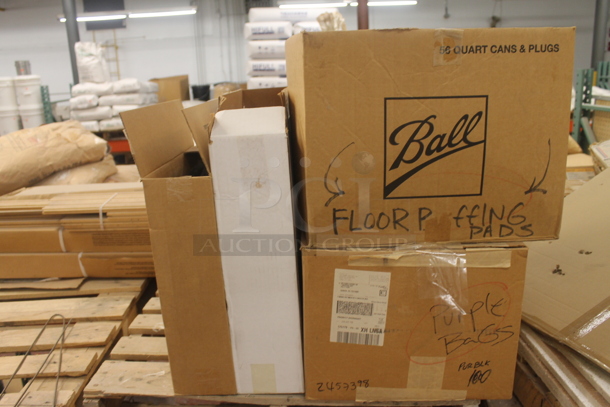 ALL ONE MONEY! PALLET LOT of Various Items Including Floor Buffing Pads. BUYER MUST REMOVE. - Image 1 of 4