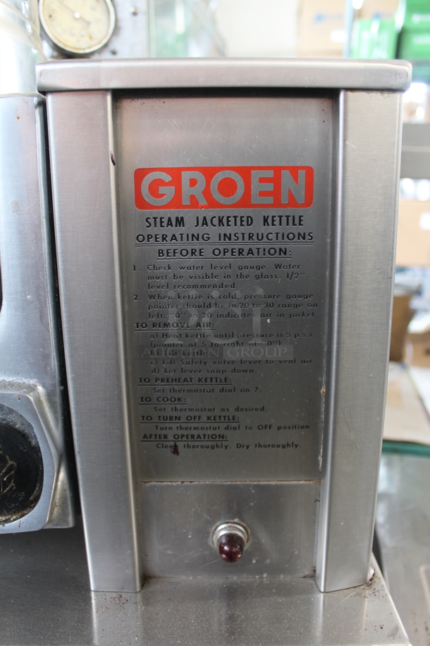 Groen TDB/4-20 Stainless Steel Commercial Countertop Electric Powered 40 Quart Tilting Steam Kettle on Equipment Stand. 208 Volts, 3 Phase. - Image 4 of 9