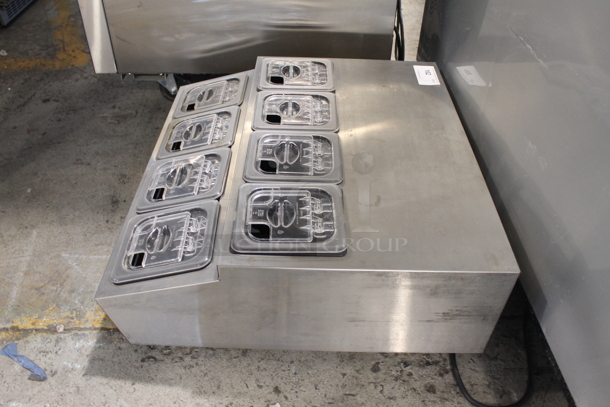 APW Wyott RTR-8 Stainless Steel Countertop Refrigerated 8 Well Topping Rail. 120 Volts, 1 Phase. Tested and Working! - Image 2 of 7