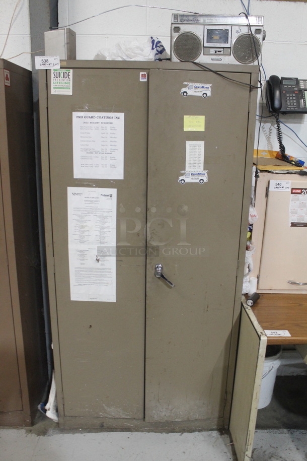 Gray Metal 2 Door Cabinet w/ Contents Including Labels. - Image 1 of 6