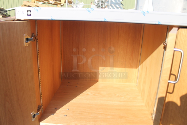 BRAND NEW! Stainless Steel Counter w/ 4 Wood Pattern Doors. - Image 6 of 6