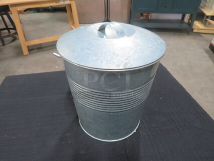 One Galvanized Ice Bucket With Liner And Lid.