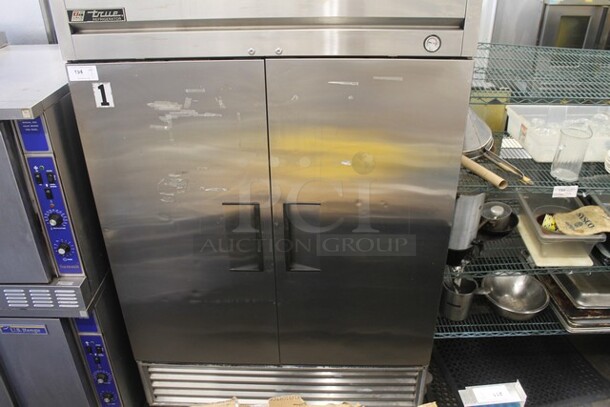 True T-49 Stainless Steel Commercial 2 Door Reach In Cooler w/ Poly Coated Racks. 115 Volts, 1 Phase. Tested and Working! - Image 1 of 5
