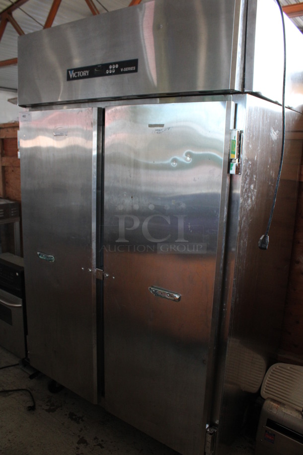 2013 Victory Model VF-SA-2D Stainless Steel Commercial 2 Door Reach In Freezer w/ Poly Coated Racks on Commercial Casters. 115 Volts, 1 Phase. 52x34x84. Tested and Working! - Image 2 of 6