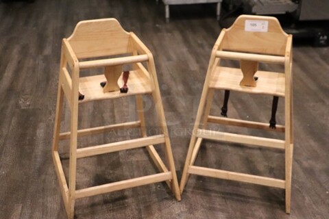 Wooden Highchairs, Light Stained 
QTY 2 
Your Bid x 2 