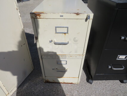 One Hon 2 Drawer Metal File Cabinet. 15X25X29