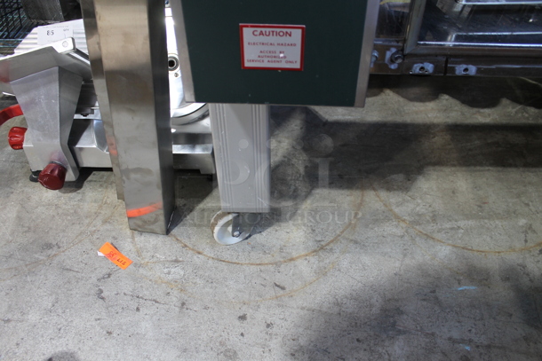 2013 Sveba Dahlen Gemini S402 Stainless Steel Commercial Floor Style Natural Gas Powered Mini Rotating Rack Oven on Commercial Casters.  - Image 4 of 12