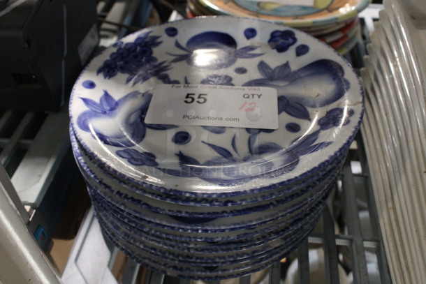 12 White and Blue Ceramic Plates. 9x9x1. 12 Times Your Bid!