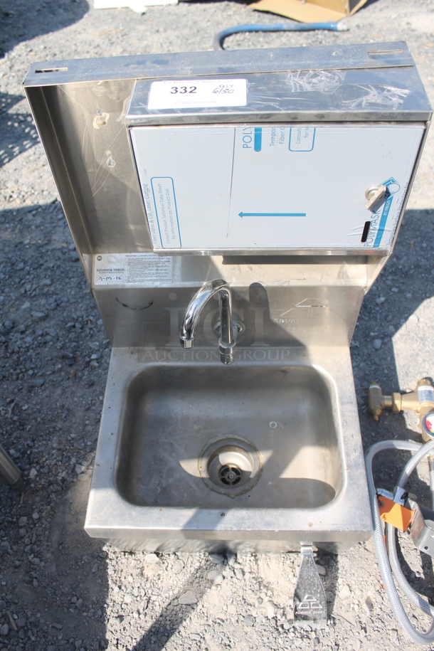 BRAND NEW! Advance Tabco Stainless Steel Commercial Single Bay Wall Mount Sink w/ Faucet and Cabinet. - Image 2 of 12