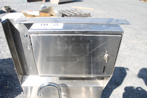 BRAND NEW! Advance Tabco Stainless Steel Commercial Single Bay Wall Mount Sink w/ Faucet and Cabinet. - Image 6 of 12