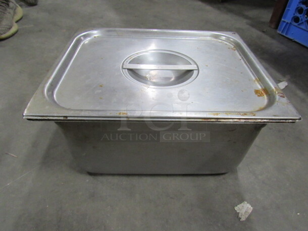 One Half  Size 6 Inch Deep Hotel Pan With Lid.