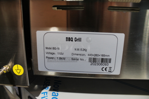BRAND NEW SCRATCH AND DENT! 2023 Hoocoo IBG-18 Stainless Steel Commercial Countertop Electric Powered Barbecue BBQ Grill. 110 Volts, 1 Phase. Tested and Working! - Image 6 of 7