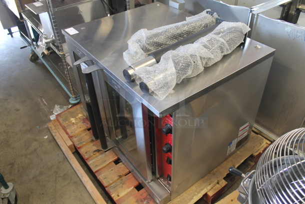 BRAND NEW SCRATCH AND DENT! CPG 351FEC100E Cooking Performance Group Commercial Stainless Steel Electric Convection Oven With Steel Racks. Missing 1 Leg. 220-240V, 3 Phase.  - Image 2 of 9